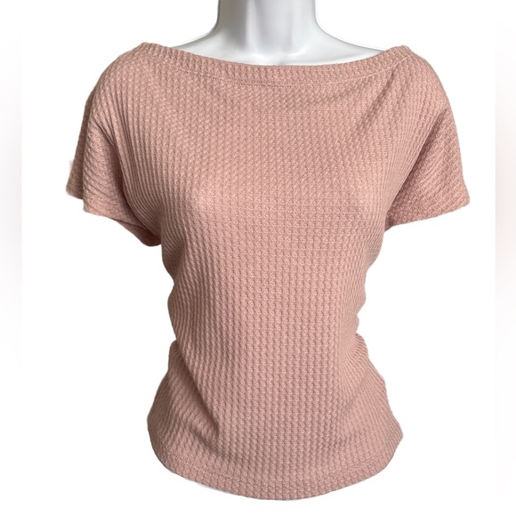 Express Tops - EXPRESS | One Eleven - Pink Waffle Knit Short Sleeve Top - Small
